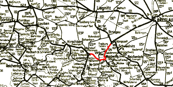 Streckenkarte Schlesien