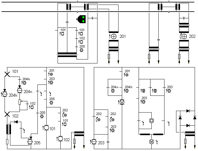 Schaltung in Grundstellung, d.h. Fahrt/Fahrt erwarten (Sv 1)