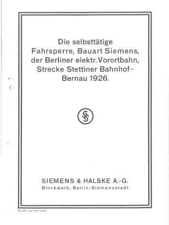 Titel und S&H-Symbol im Rahmen aus zwei schwarzen Linien, darunter wie bei den anderen auch SIEMENS & HALSKE A.-G., Blockwerk, Berlin-Siemensstadt