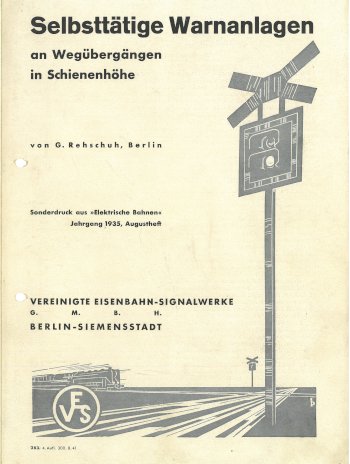Titel, darunter Zeichnung eines Wegübergangs mit Andreaskreuz und Straßensignal und VES-Symbol